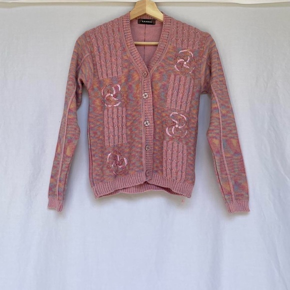 Pink Y2k Streetwear Knit Cardigan